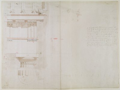 A Collection of Original Drawings for Temples at Bassac: Elevation and Partial Structure of Roof of the Temples of Jupiter Panhellenius at Aegina by Charles Robert Cockerell